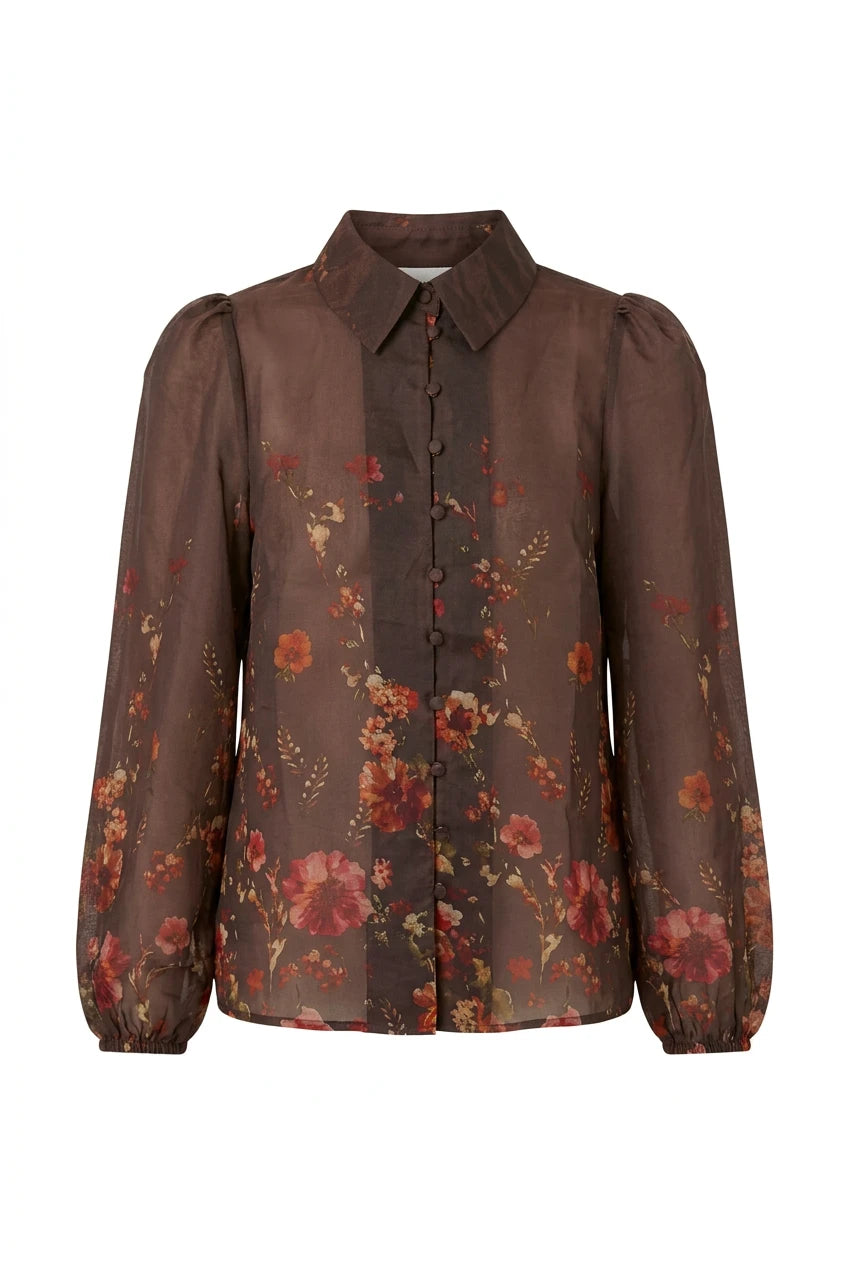 Romantica Ls Shirt Chicory Coffee Romantica Print