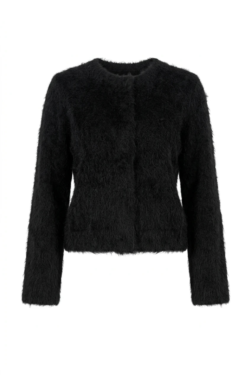 Hairy Knit Jacket Black