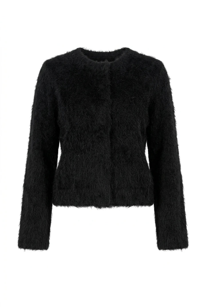 Hairy Knit Jacket Black