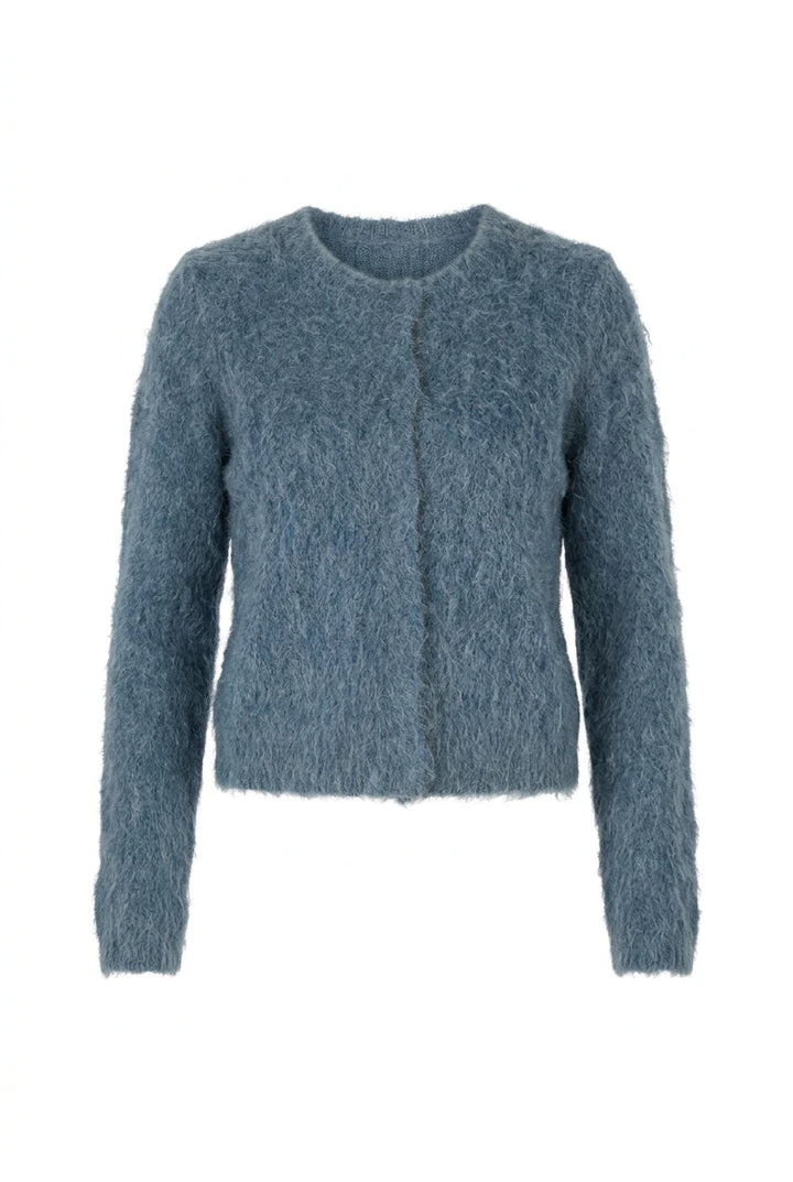 Hairy Knit Jacket Blue