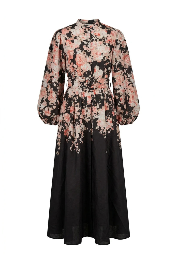 Osley Midi Dress Black Flower