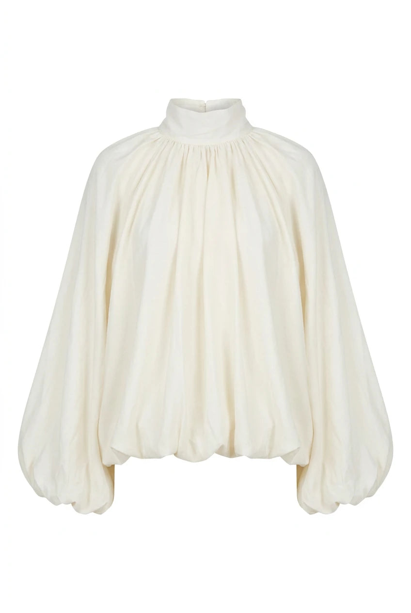 Silk Tie Back Shirt Ecru