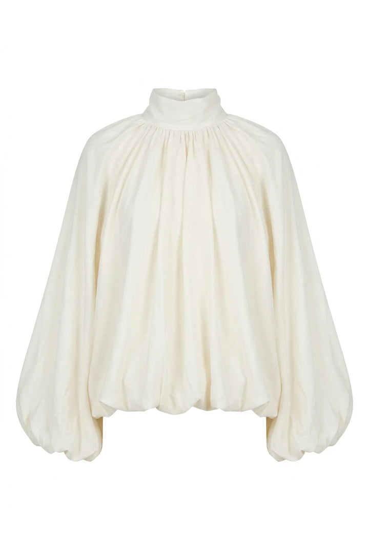 Silk Tie Back Shirt Ecru