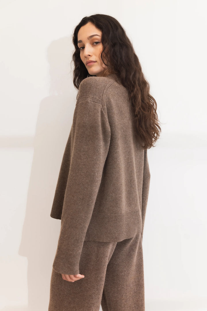 Talia Knit Trouser Dark Taupe Melange