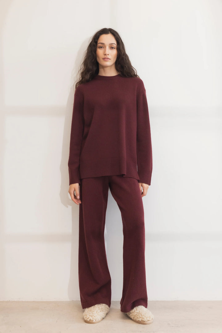 Talia Knit Trouser Deep Plum