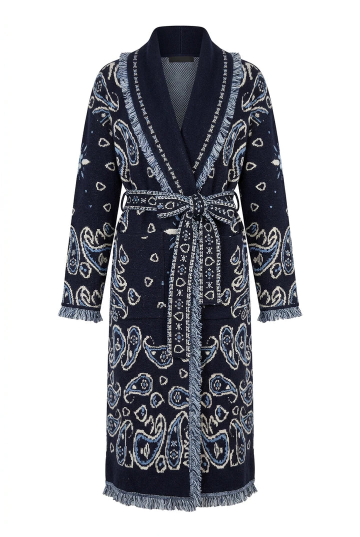 Maxi Fringe Cardigan Navy