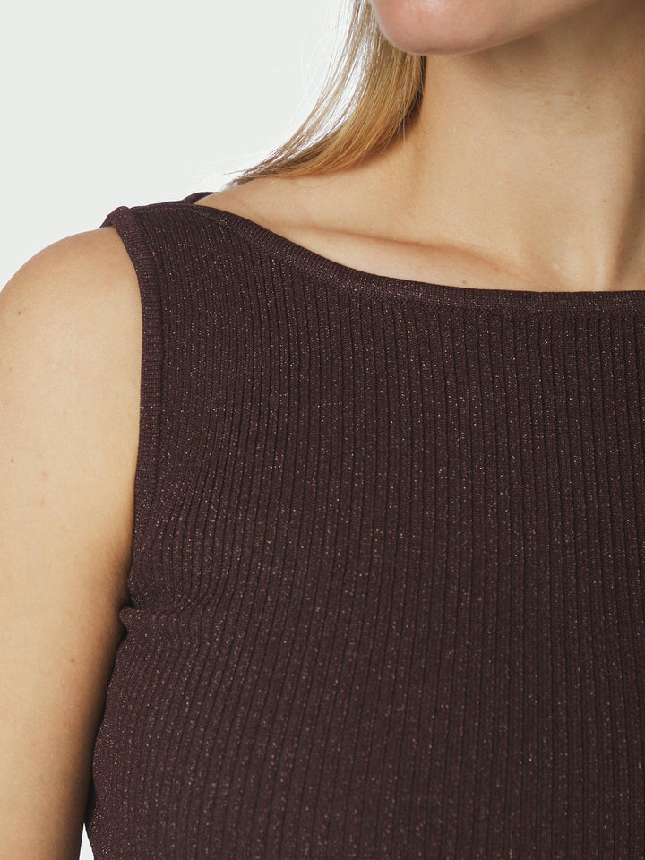 Talia Glitter Knit Top Burgundy