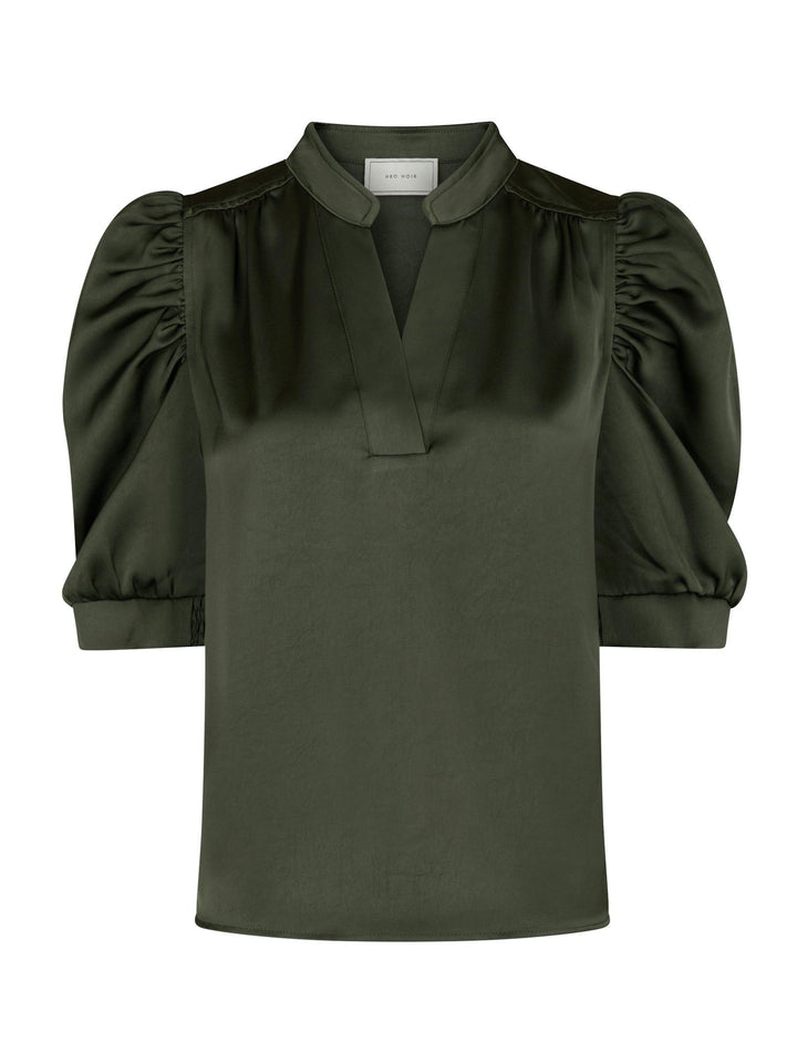 Roella Heavy Sateen Blouse Deep Green