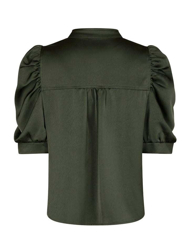 Roella Heavy Sateen Blouse Deep Green