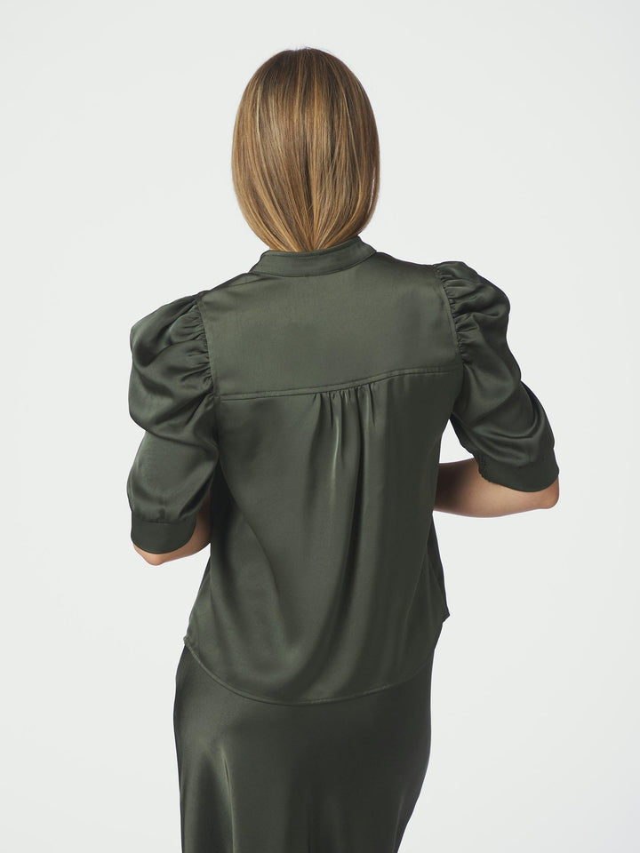 Roella Heavy Sateen Blouse Deep Green