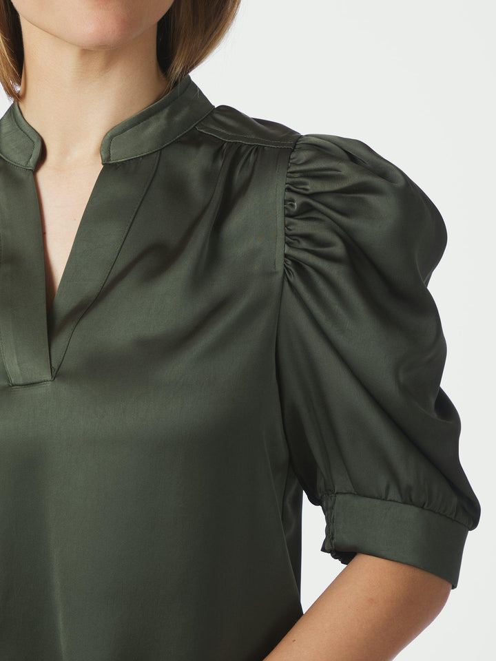 Roella Heavy Sateen Blouse Deep Green