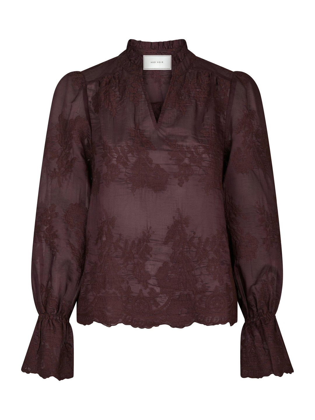 Amara Big Embroidery Blouse Burgundy