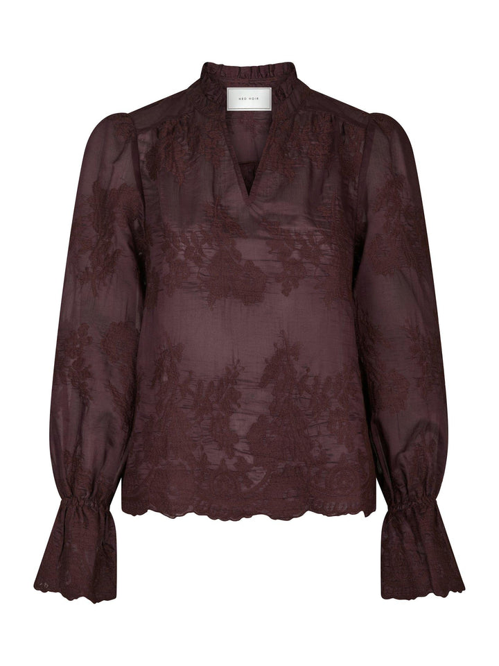 Amara Big Embroidery Blouse Burgundy
