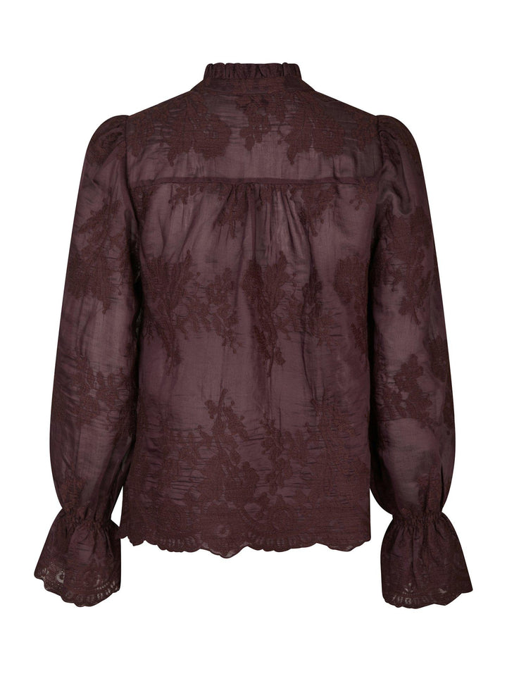 Amara Big Embroidery Blouse Burgundy