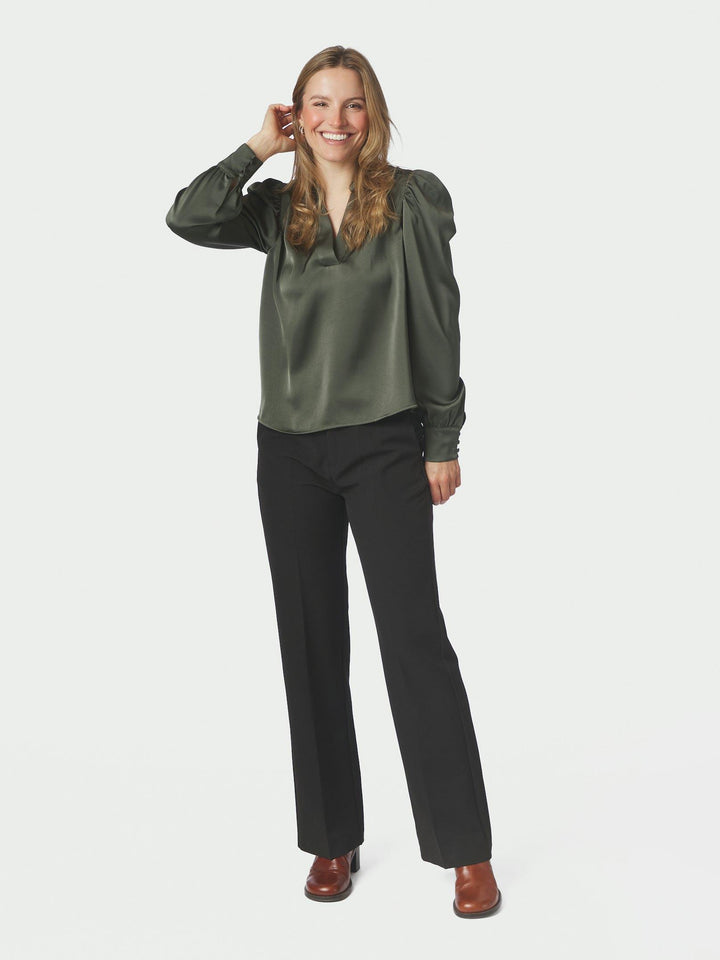 Rosslyn Heavy Sateen Blouse Deep Green
