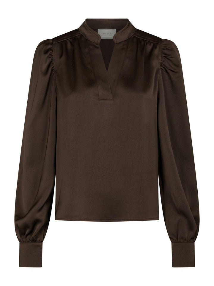 Rosslyn Heavy Sateen Blouse Dark Brown