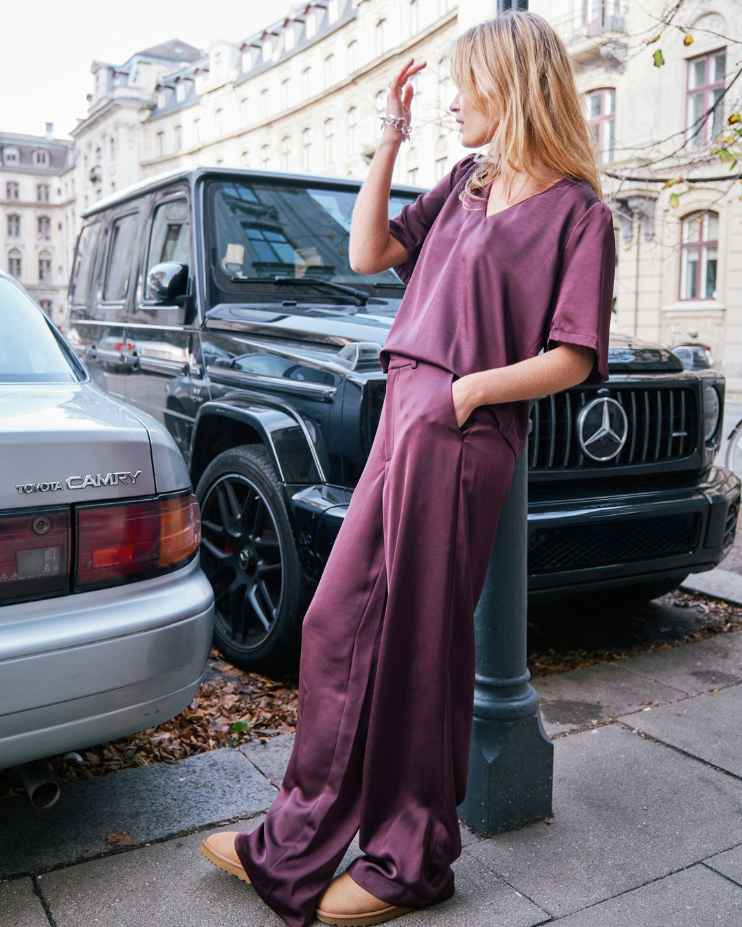 Emmett Heavy Sateen Pants Burgundy