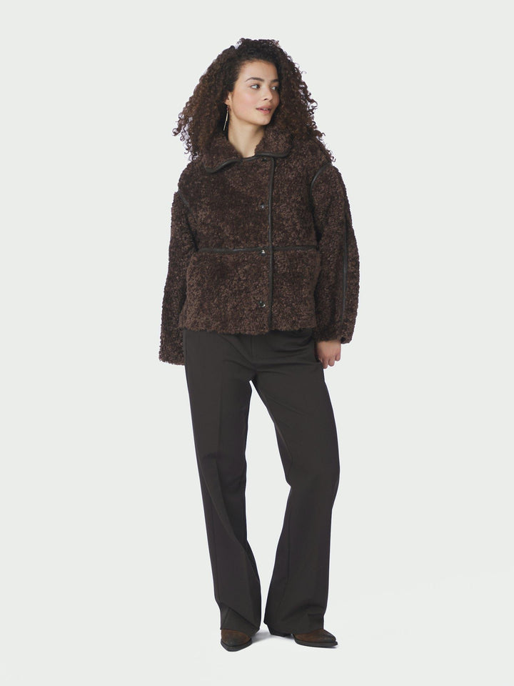 Castor Faux Fur Jacket Dark Brown