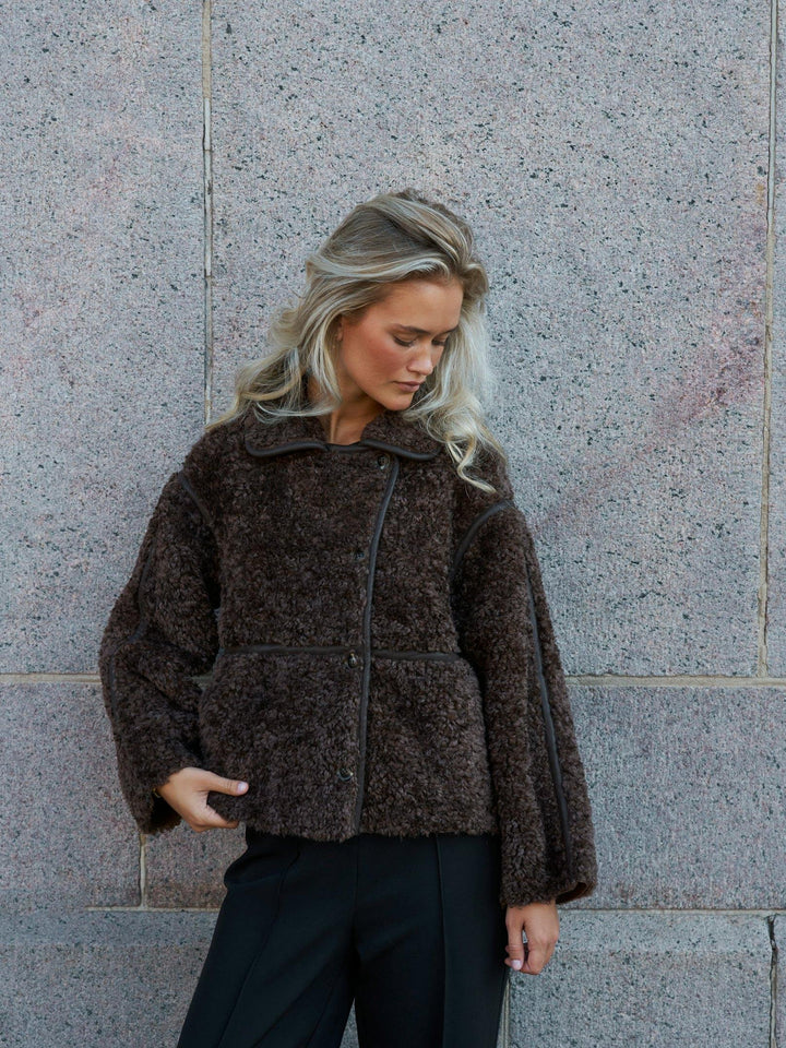 Castor Faux Fur Jacket Dark Brown