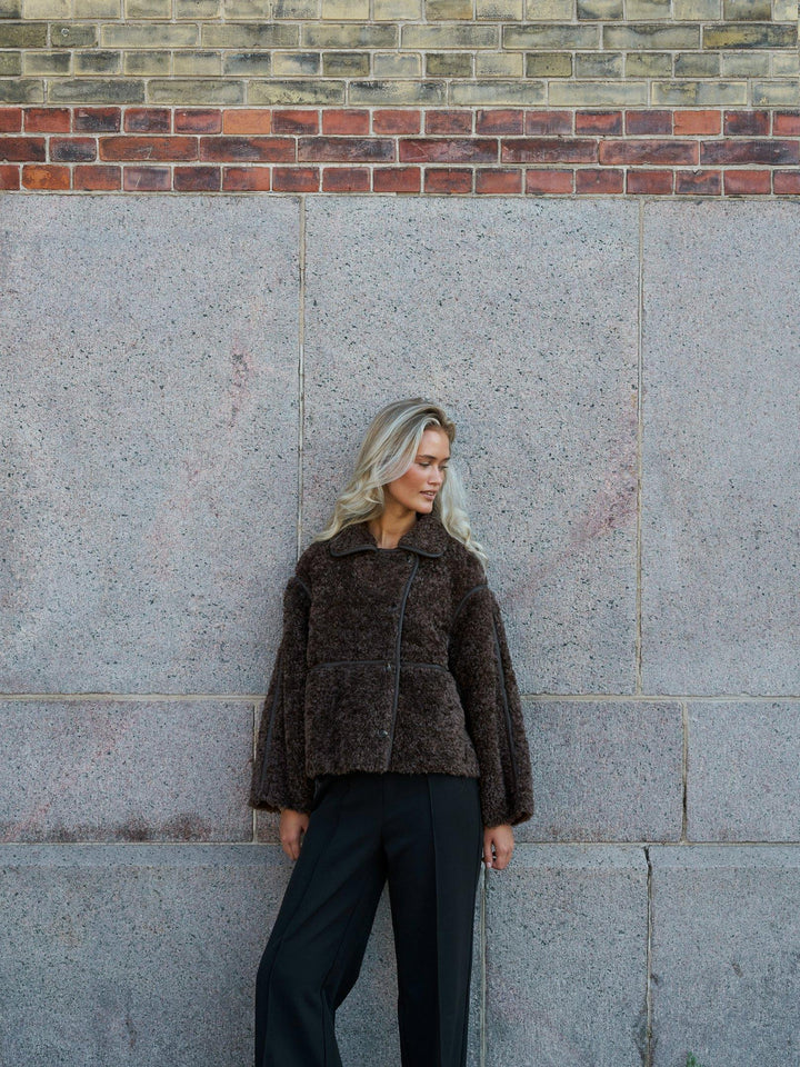 Castor Faux Fur Jacket Dark Brown