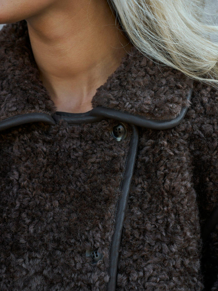 Castor Faux Fur Jacket Dark Brown