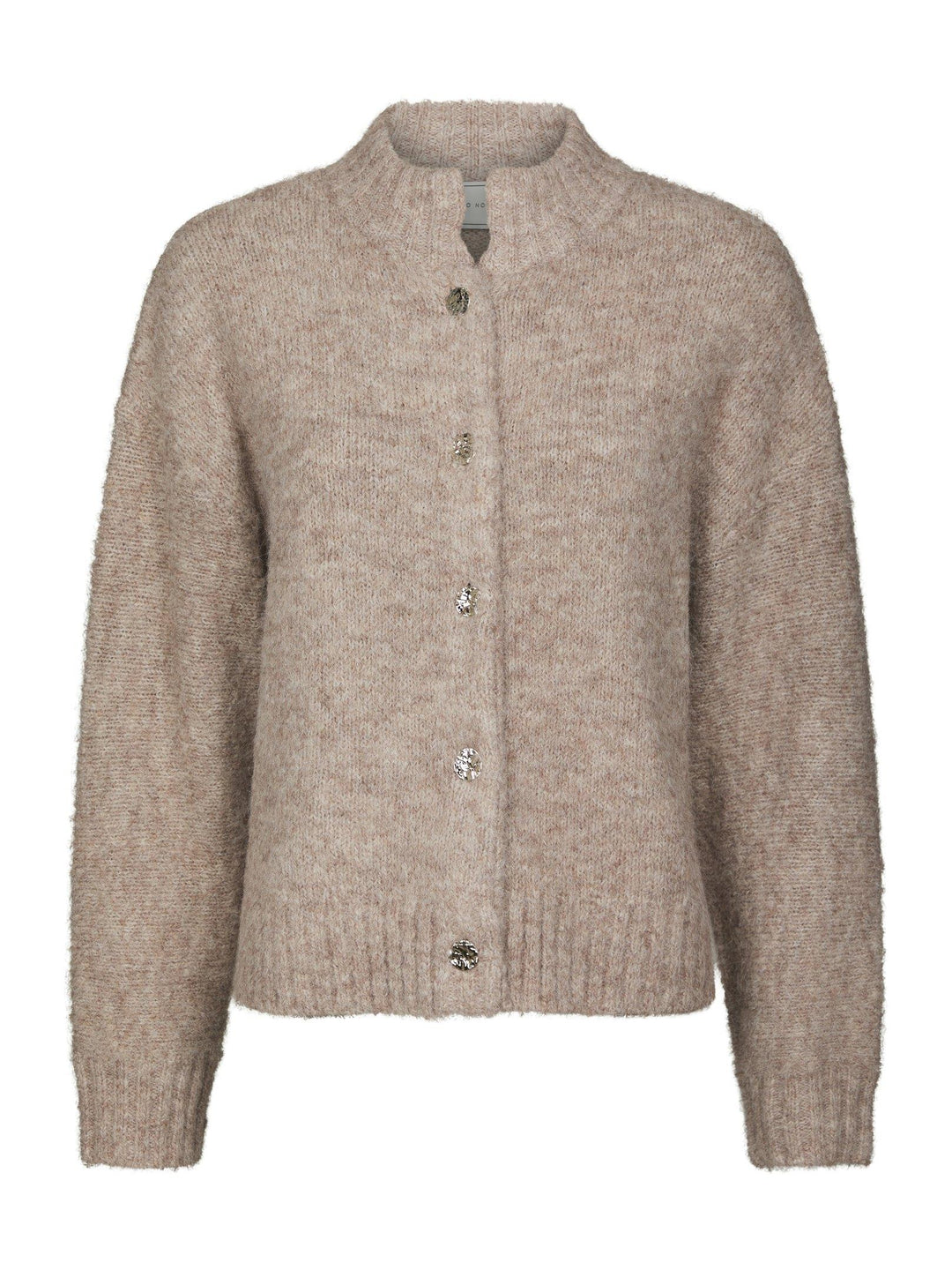 Taura Fluffy Knit Cardigan Beige Melange