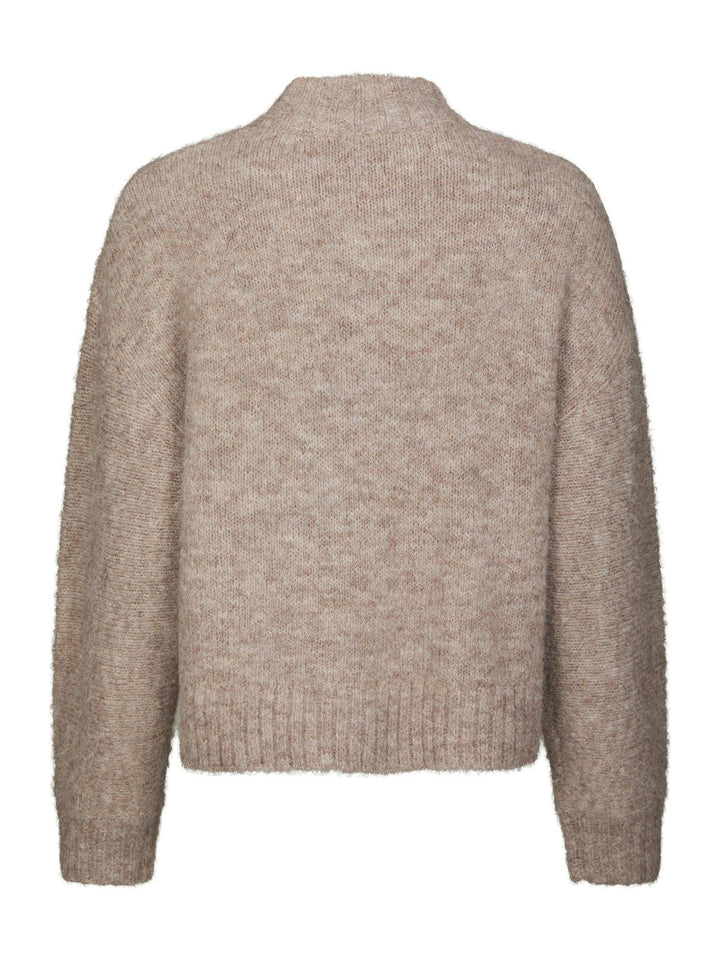 Taura Fluffy Knit Cardigan Beige Melange