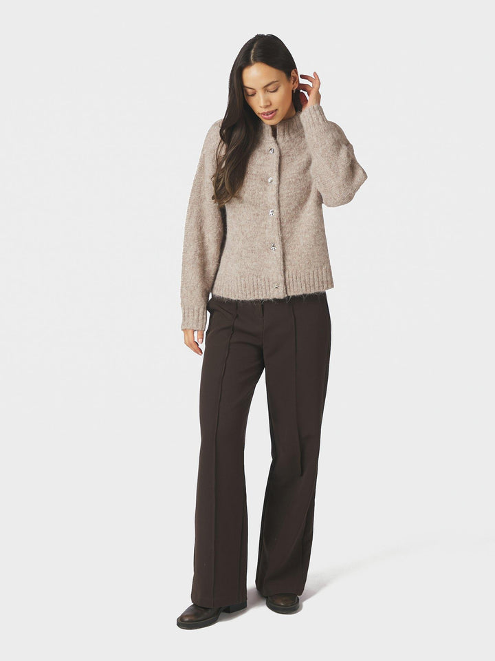 Taura Fluffy Knit Cardigan Beige Melange