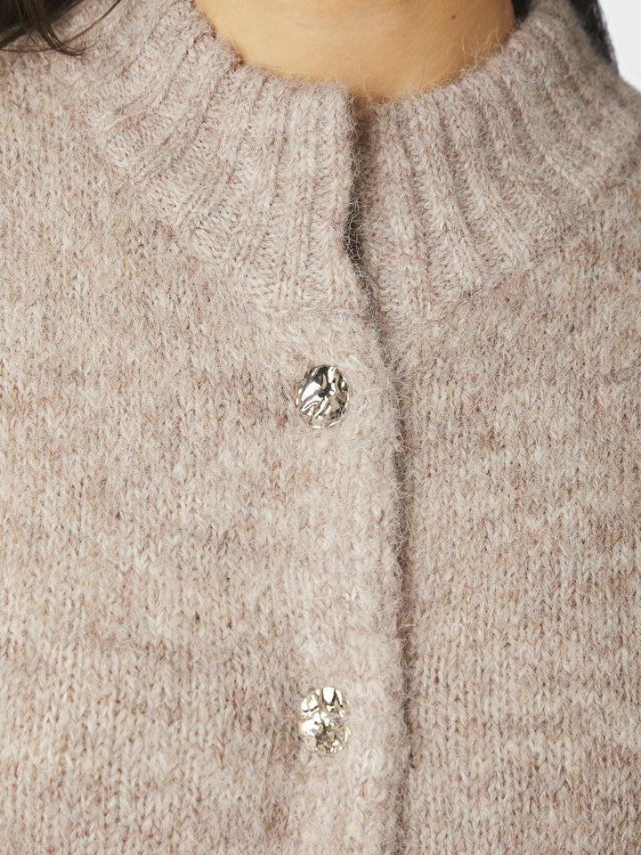 Taura Fluffy Knit Cardigan Beige Melange