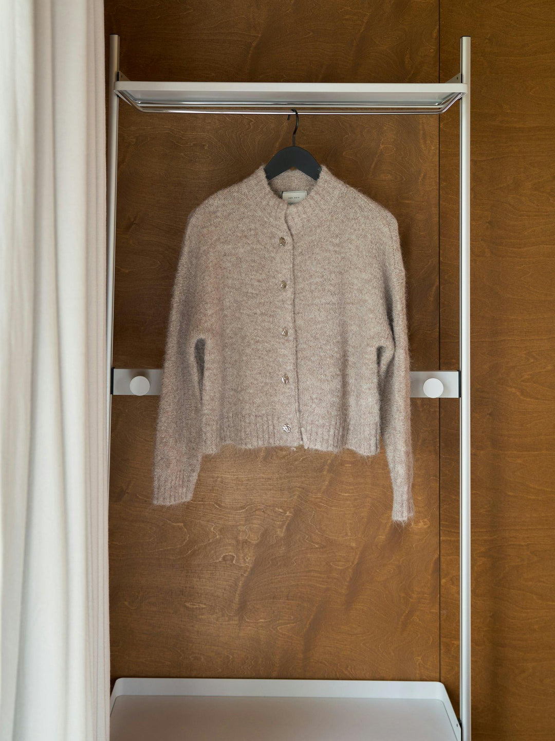 Taura Fluffy Knit Cardigan Beige Melange
