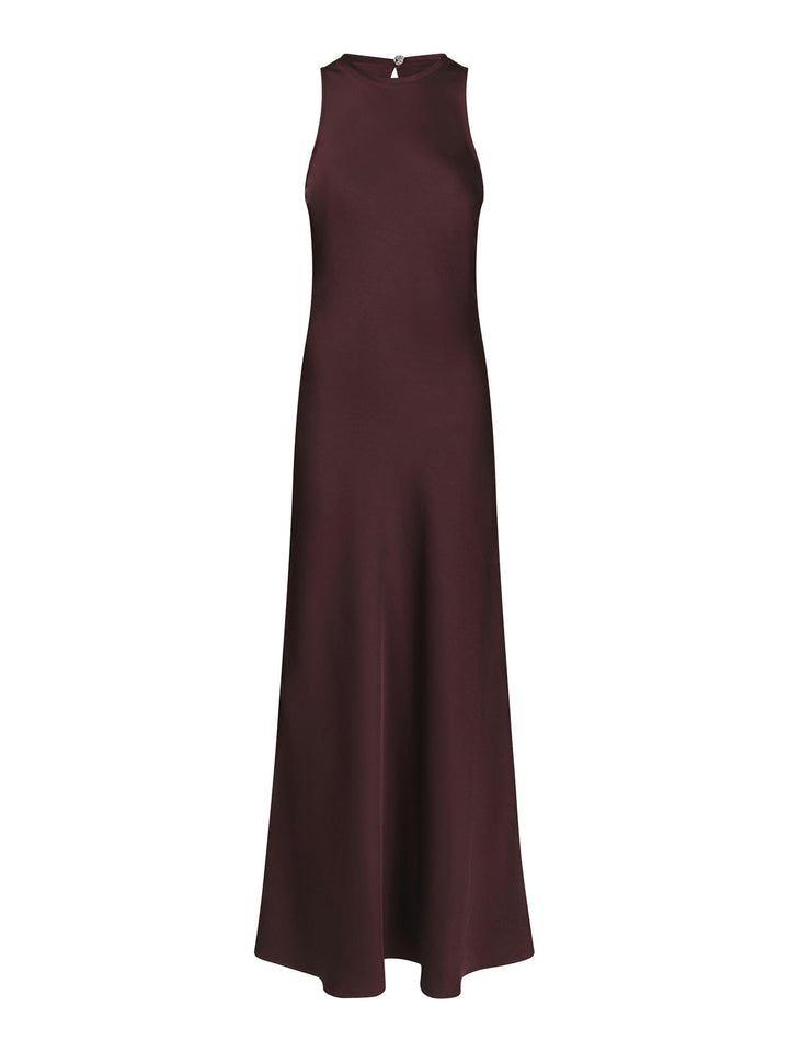 Celinie Heavy Sateen Dress Burgundy