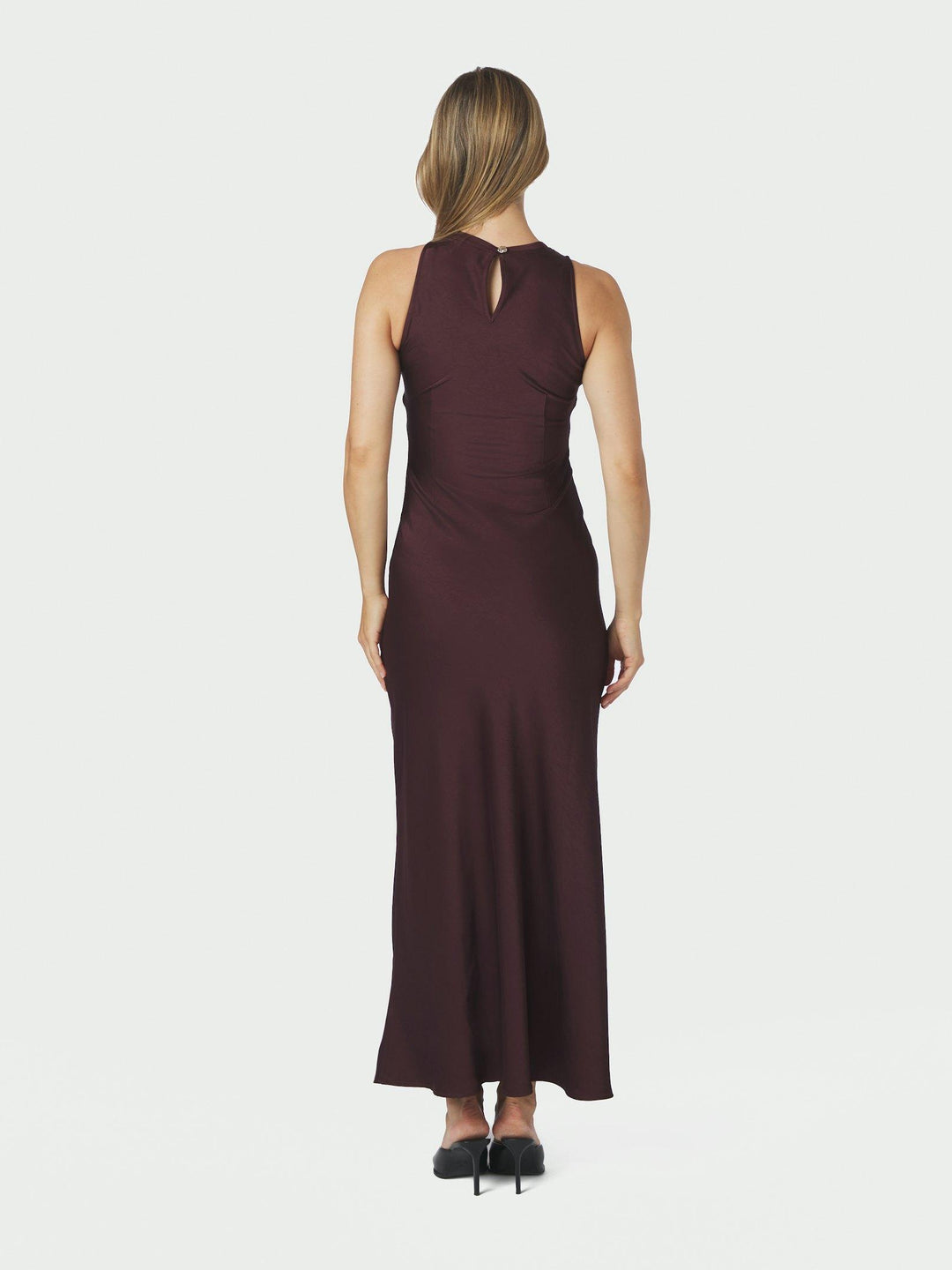 Celinie Heavy Sateen Dress Burgundy