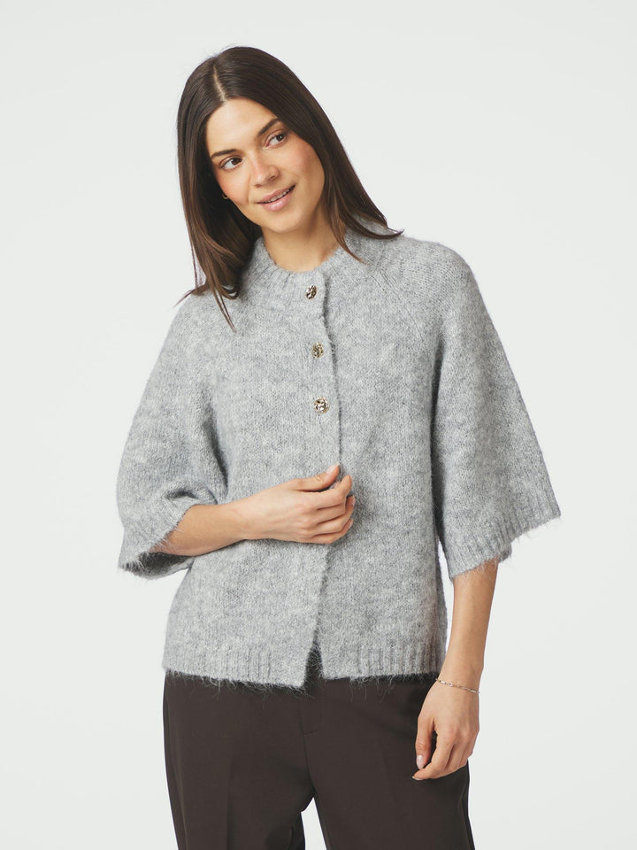 Benuta Fluffy Knit Cardigan Grey Melange