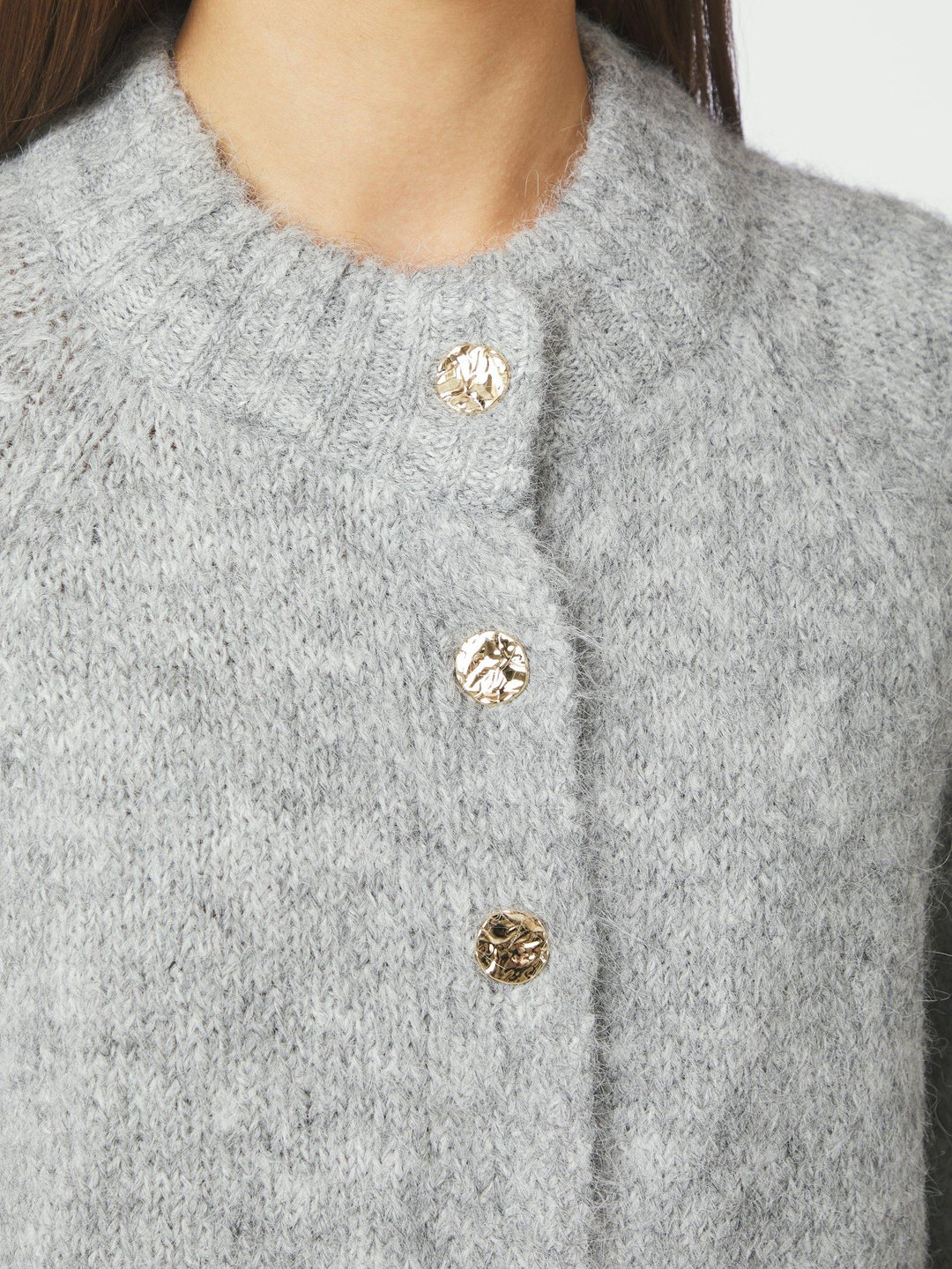 Benuta Fluffy Knit Cardigan Grey Melange