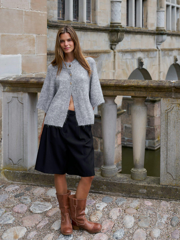 Benuta Fluffy Knit Cardigan Grey Melange
