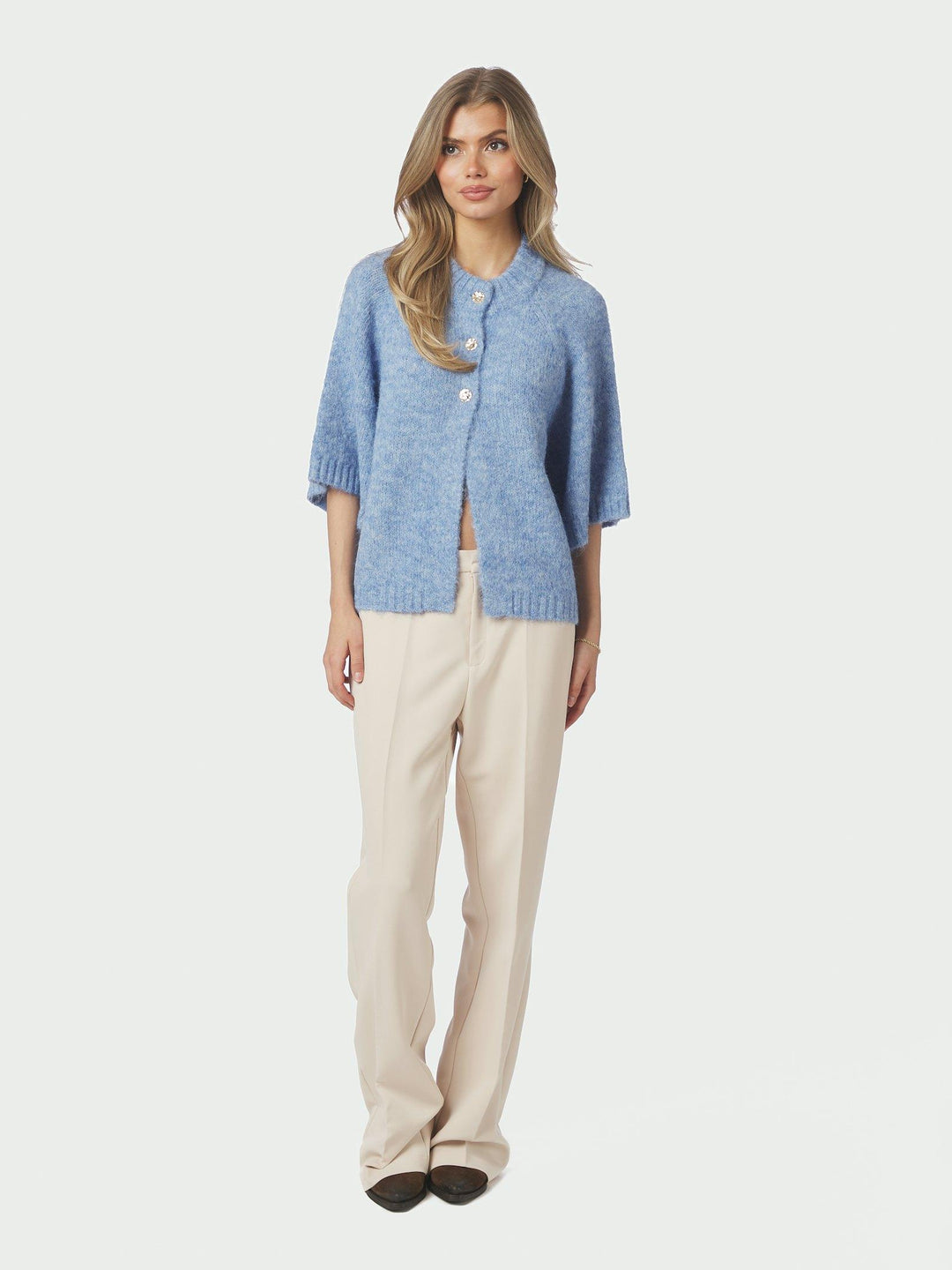 Benuta Fluffy Knit Cardigan Dusty Blue