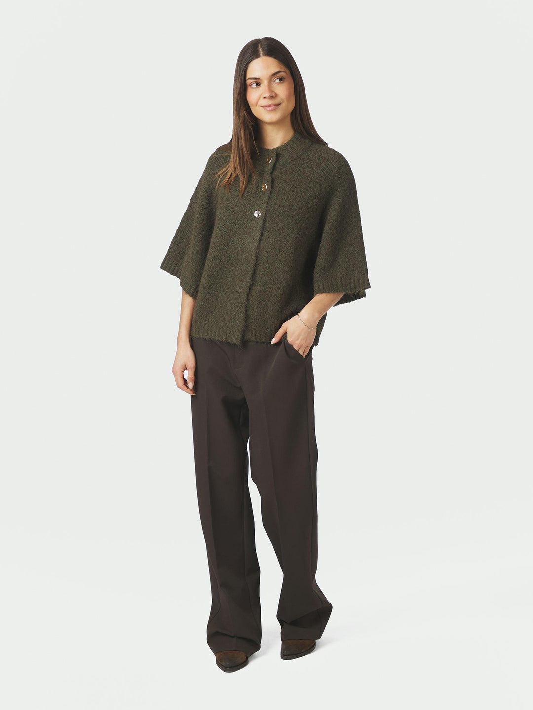 Benuta Fluffy Knit Cardigan Army