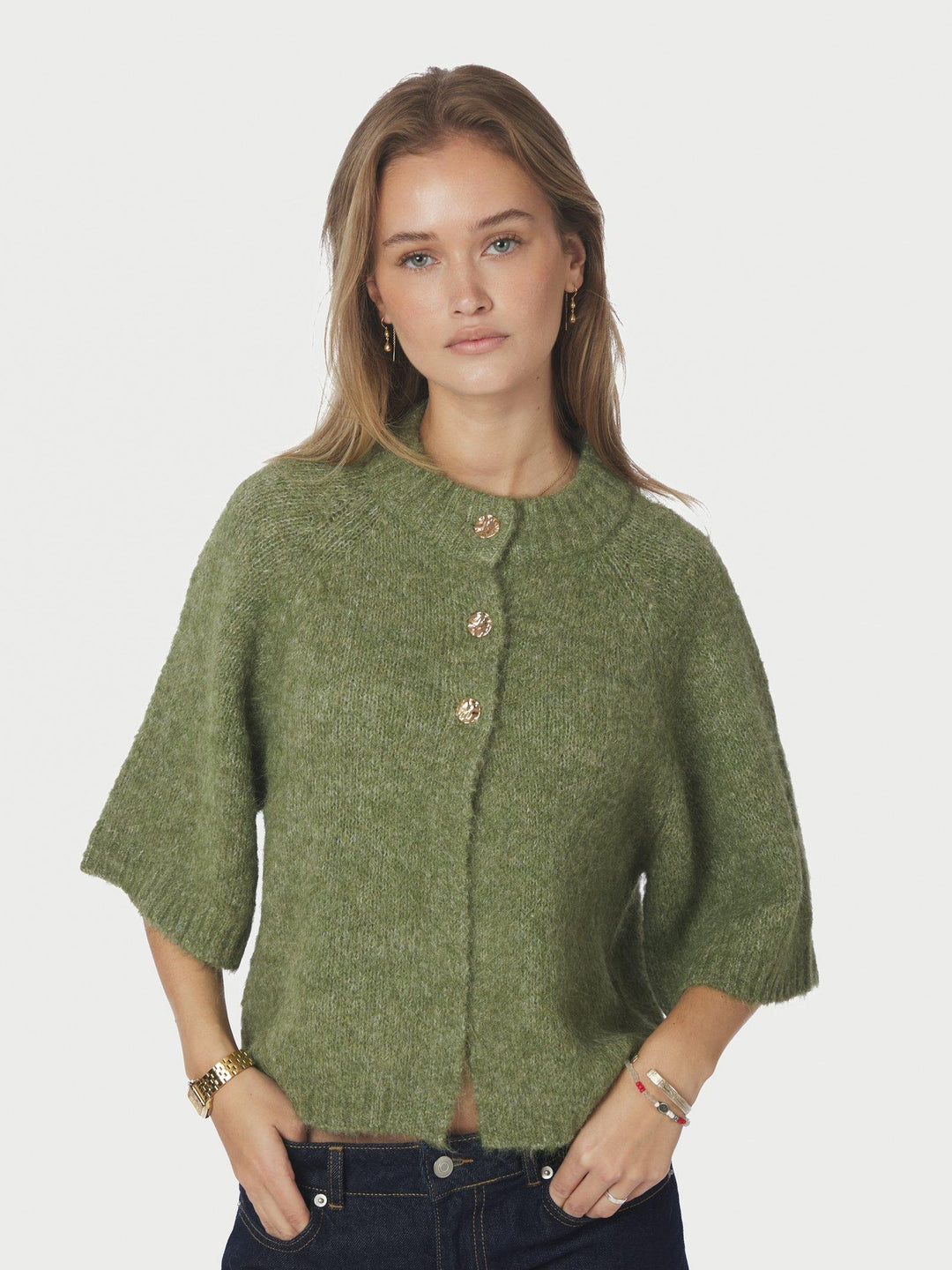 Benuta Fluffy Knit Cardigan Dusty Green