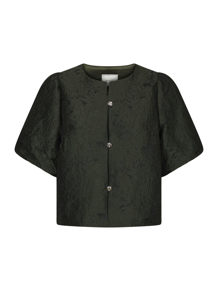 Aisa Brocade Blouse Dark Green