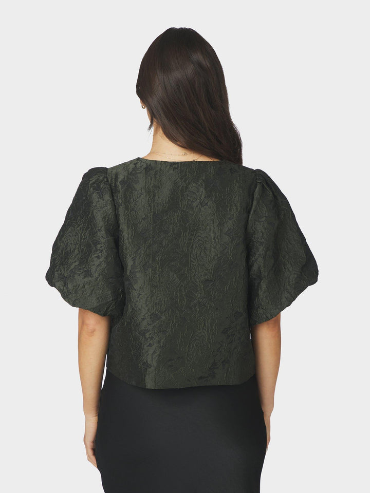 Aisa Brocade Blouse Dark Green