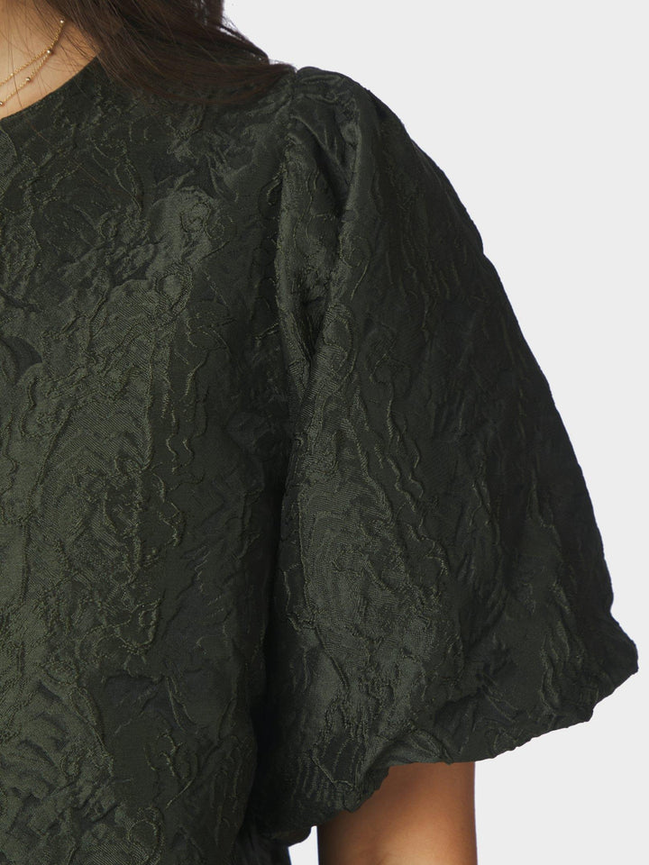 Aisa Brocade Blouse Dark Green