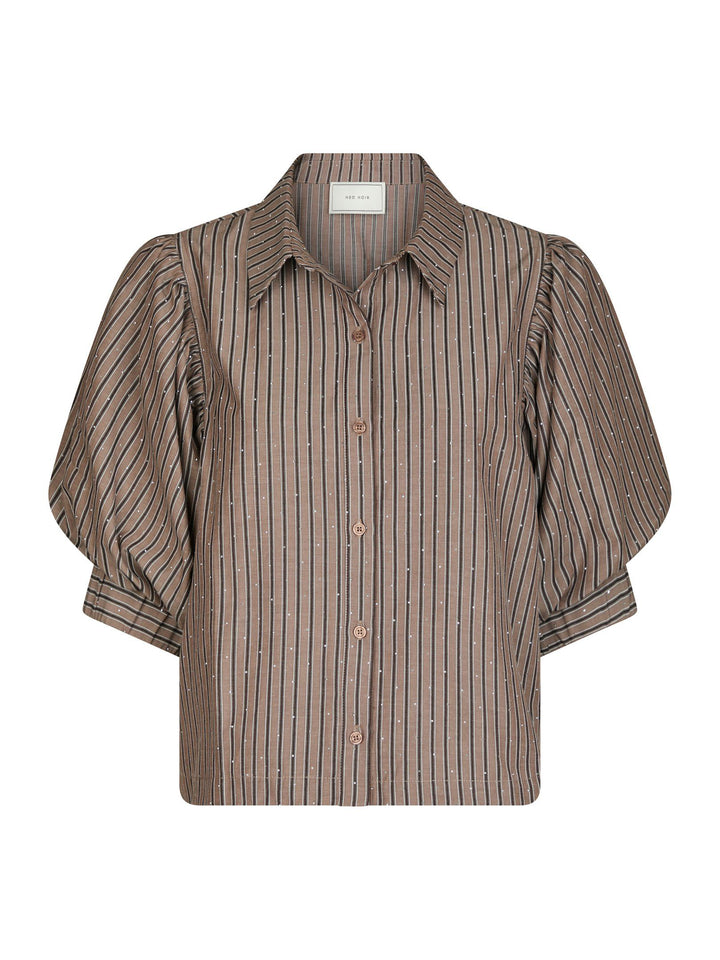 Etta Soft Stripe Stone Shirt Brown