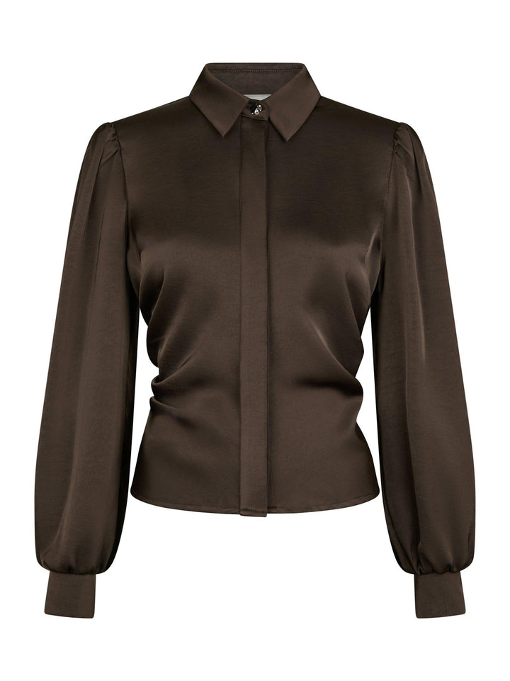 Fransala Heavy Sateen Shirt Dark Brown