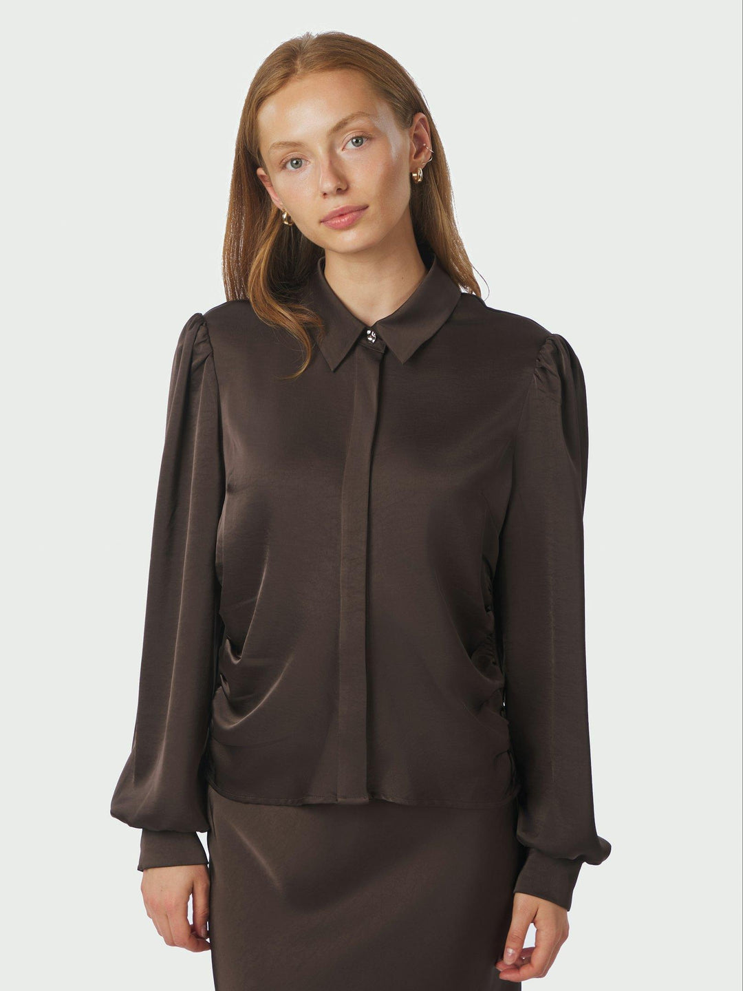 Fransala Heavy Sateen Shirt Dark Brown