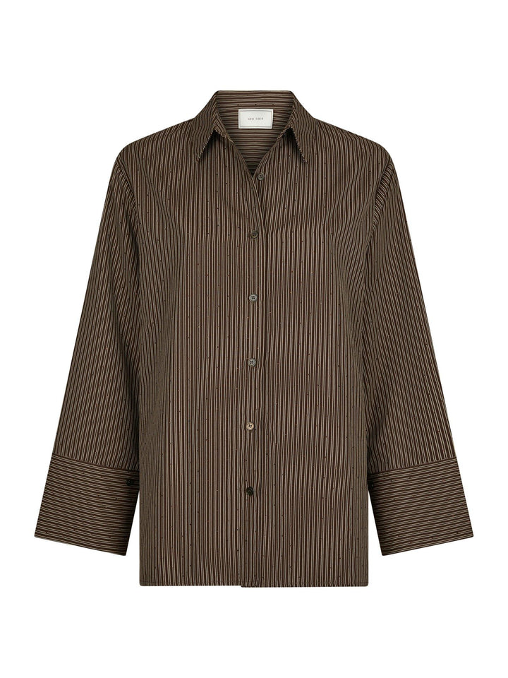 Dita Striped Line Shirt Dark Brown