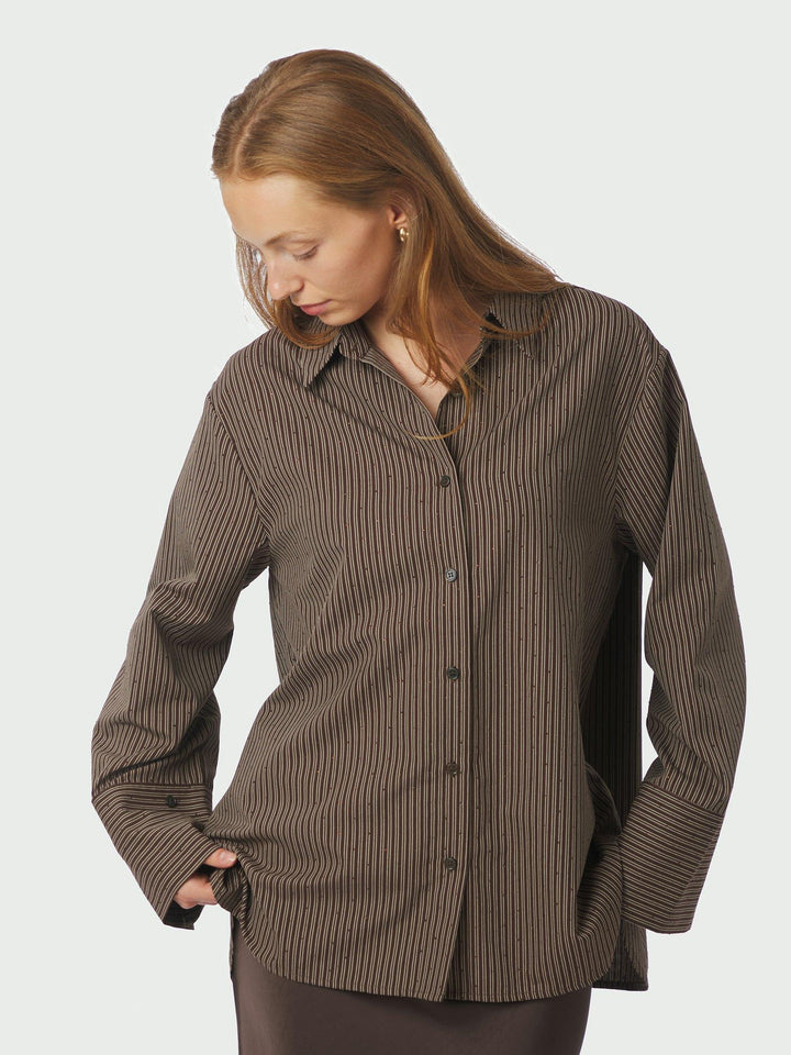 Dita Striped Line Shirt Dark Brown