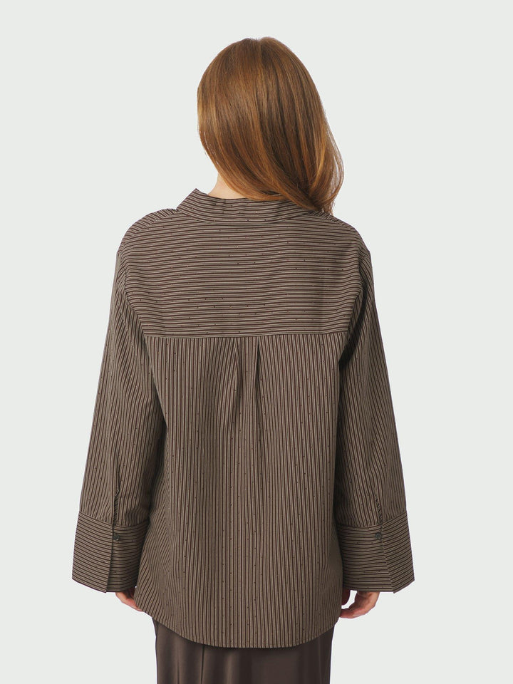 Dita Striped Line Shirt Dark Brown