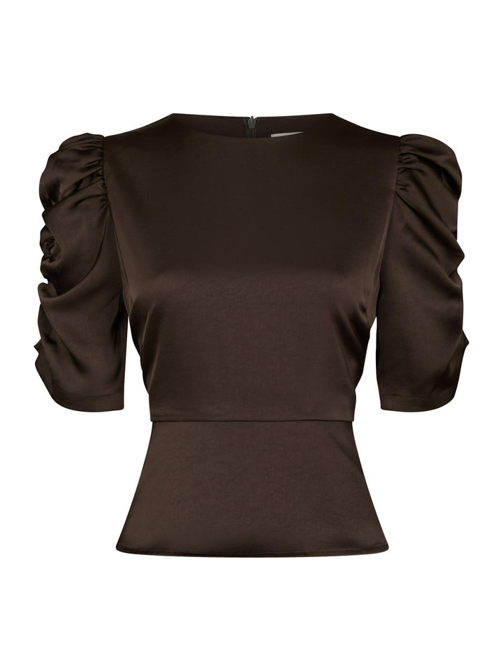 Benua Heavy Sateen Blouse Dark Brown
