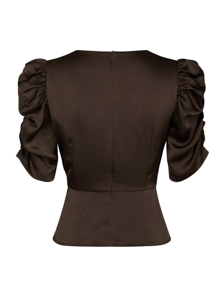 Benua Heavy Sateen Blouse Dark Brown