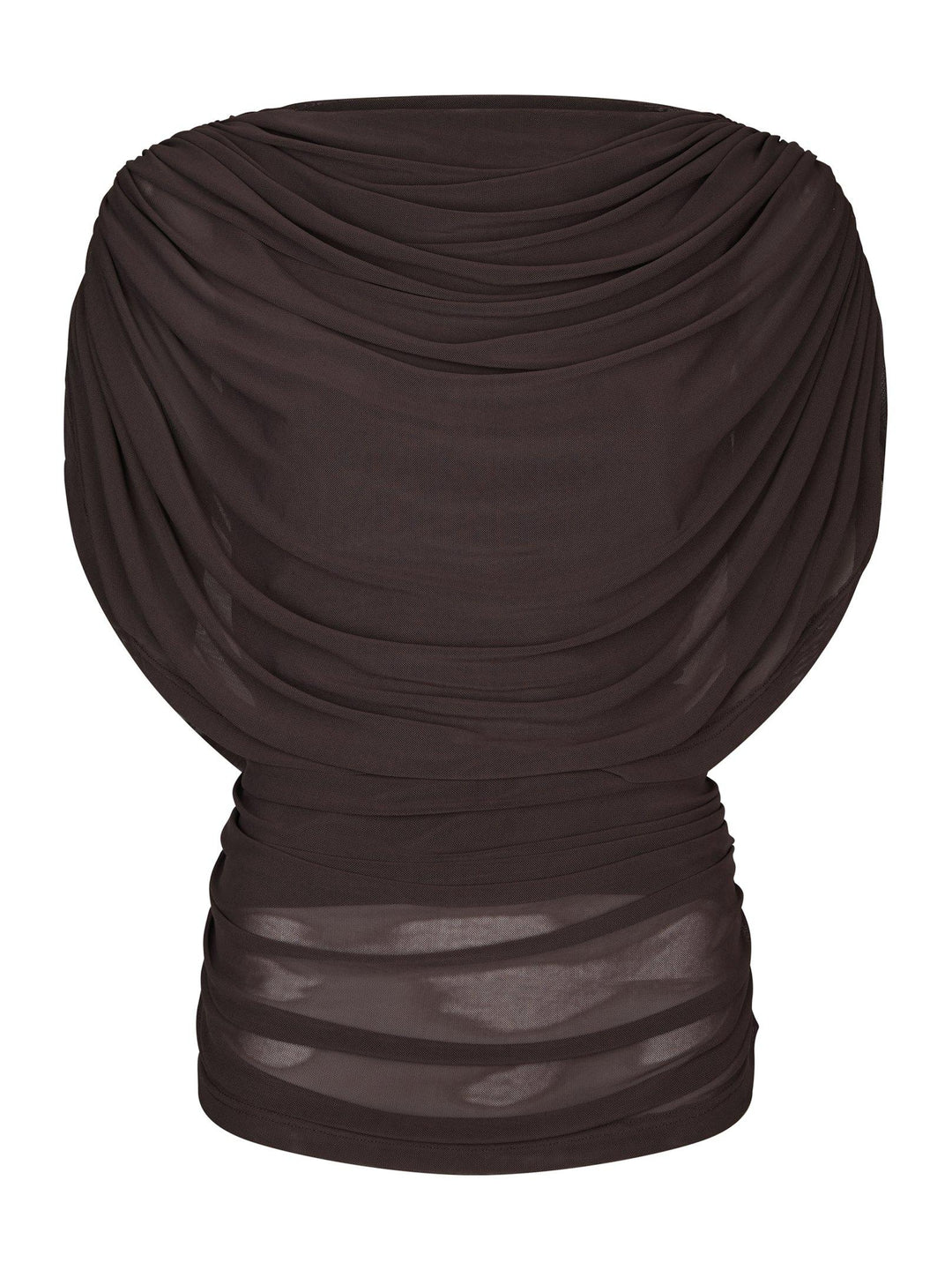 Cottuna Drapy Mesh Top Brown